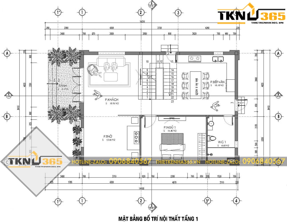 Thiết kế biệt thự 2 tầng 8.4x12m cho chị Nhàn ở Bạc Liêu 3 01 2