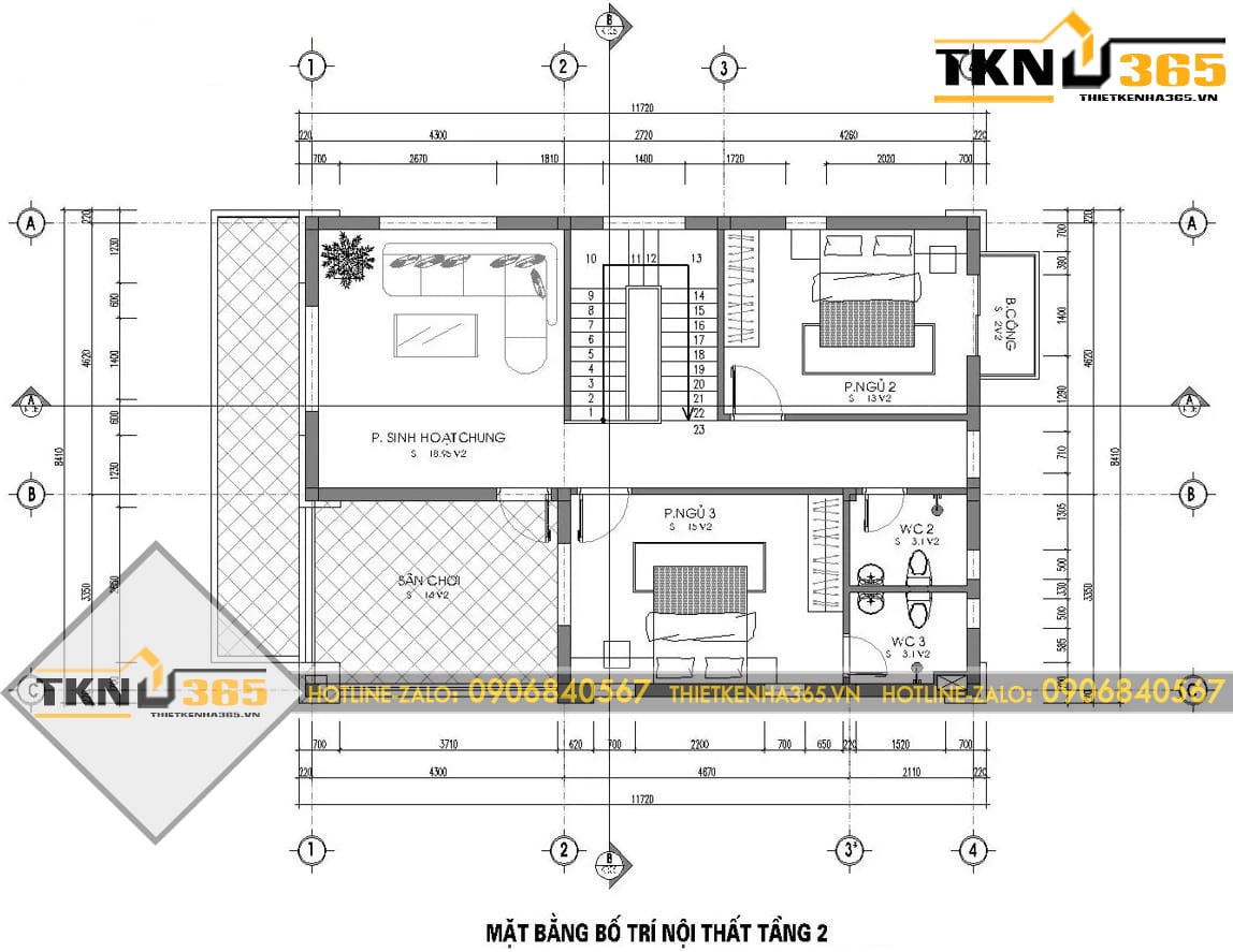 Thiết kế biệt thự 2 tầng 8.4x12m cho chị Nhàn ở Bạc Liêu 4 02 2