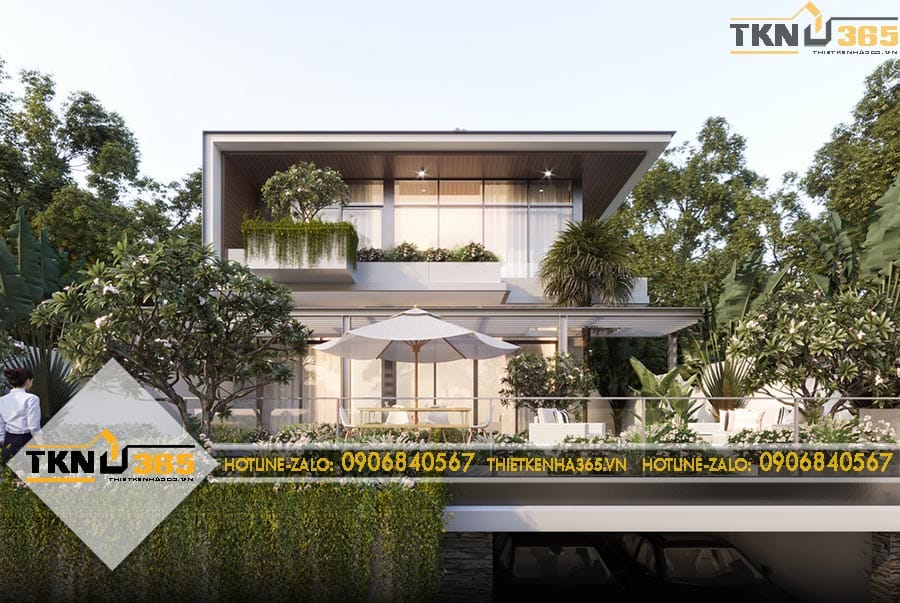 Thiết kế biệt thự 2 tầng 15.5x9m cho chị Hằng tại Bà Rịa – Ưu tiên sự thoáng đãng trên khu đất mặt tiền rộng 3 450