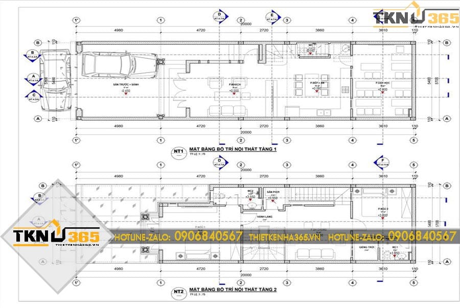 Thiết kế nhà phố 3 tầng 5x20m cho anh Nhậm ở Quận 8 10 5235