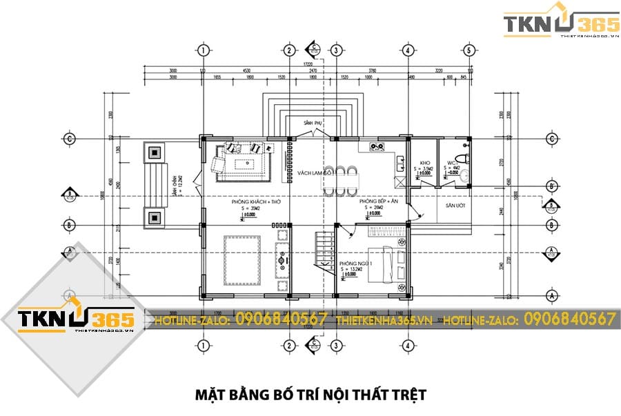 Mặt bằng công năng biệt thự tầng trệt