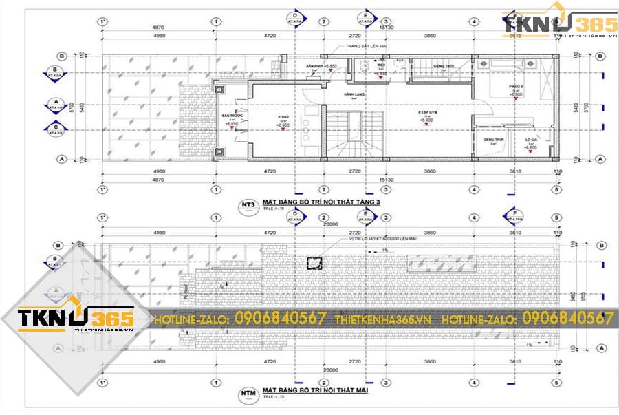 Thiết kế nhà phố 3 tầng 5x20m cho anh Nhậm ở Quận 8 11 6198