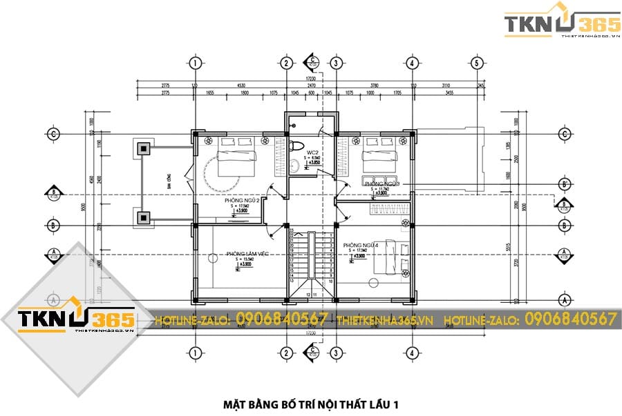 Mặt bằng công năng biệt thự lầu 1