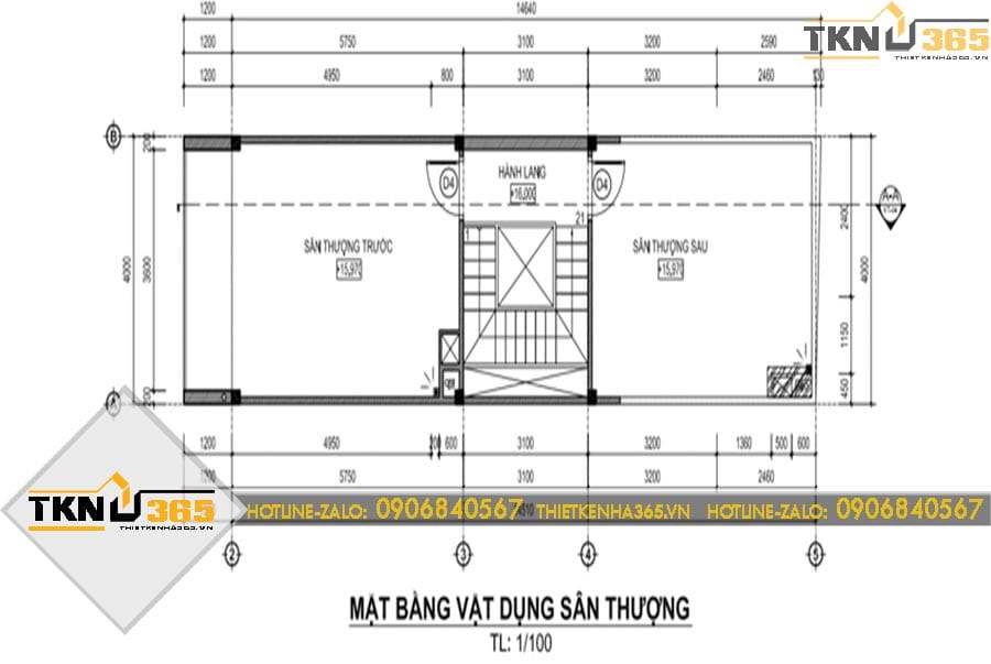 Sân thượng nhà phố 5 tầng được chia thành hai khu vực trước và sau, đáp ứng nhu cầu thư giãn, giặt phơi và bố trí cây xanh