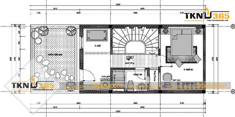 5 Mẫu thiết kế nhà 5x10m 3 tầng được ưa chuộng nhất hiện nay 6 Mặt bằng tầng 3 của bản vẽ thiết kế nhà 3 tầng 5x10m