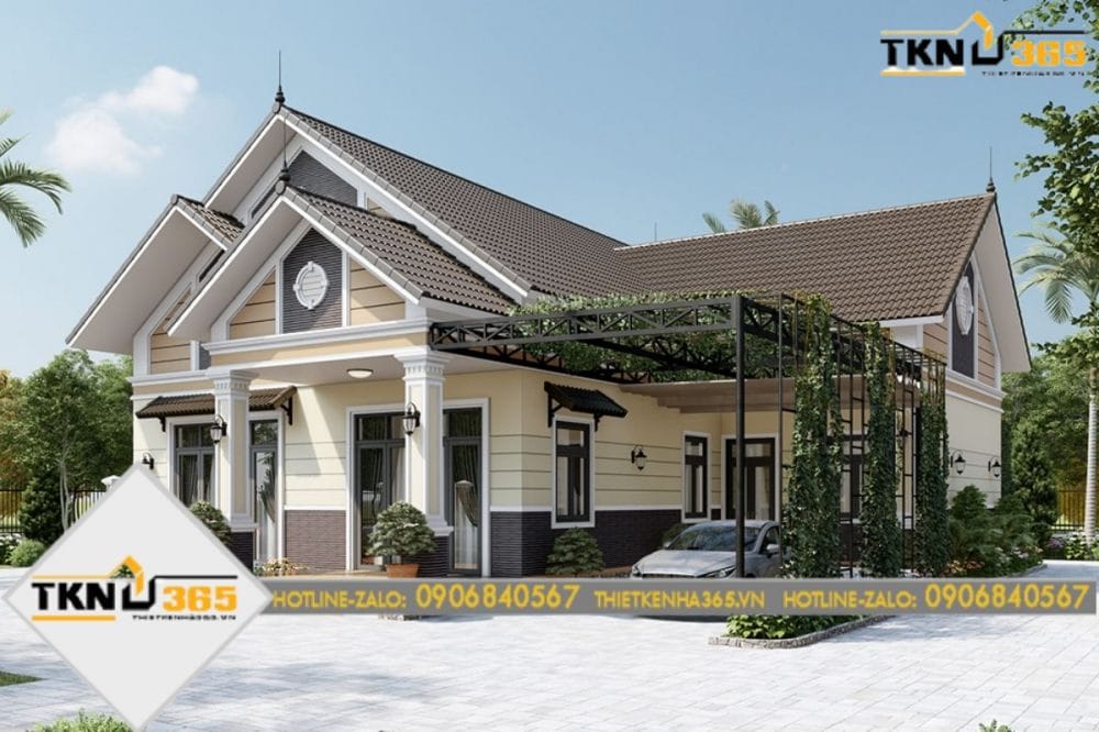 nhà cấp 4 mái thái 3 phòng ngủ 