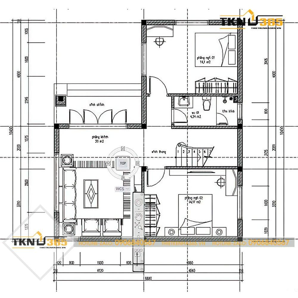thiết kế nhà vuông 9x10 