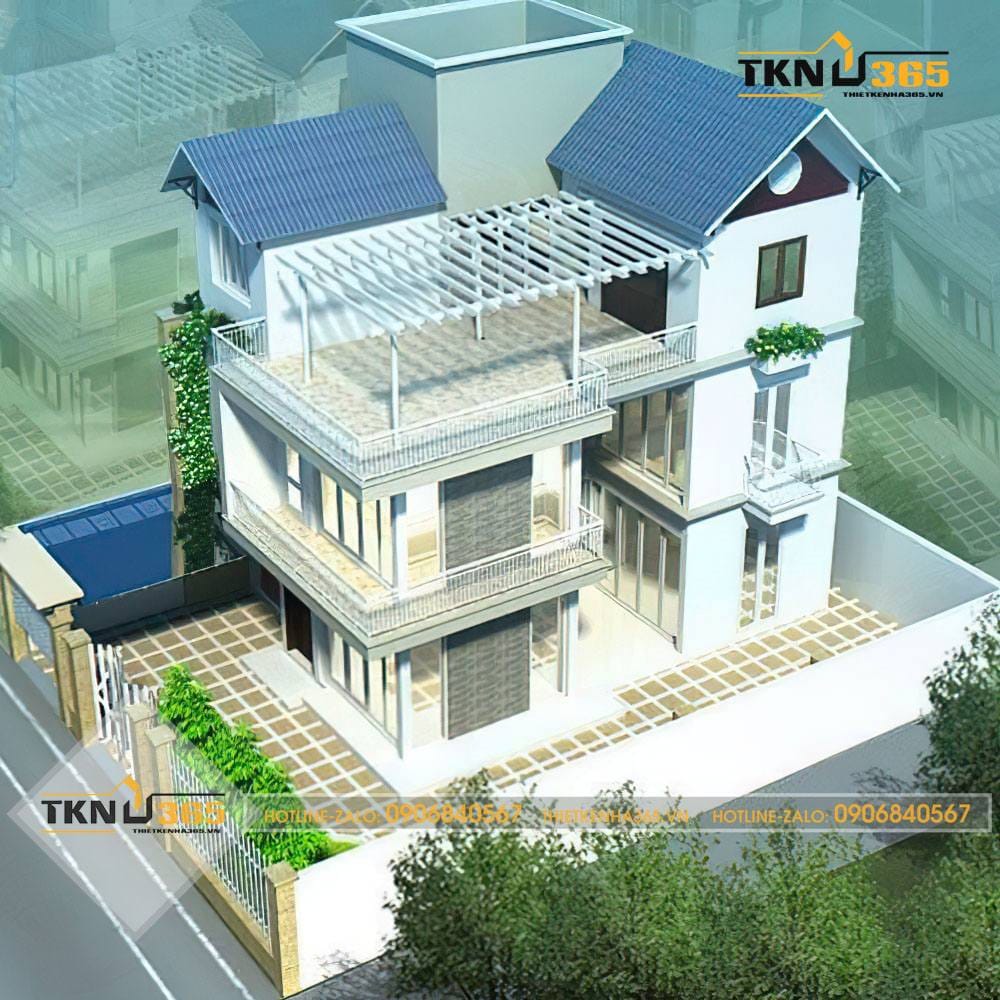 thiết kế nhà vuông 9x10 