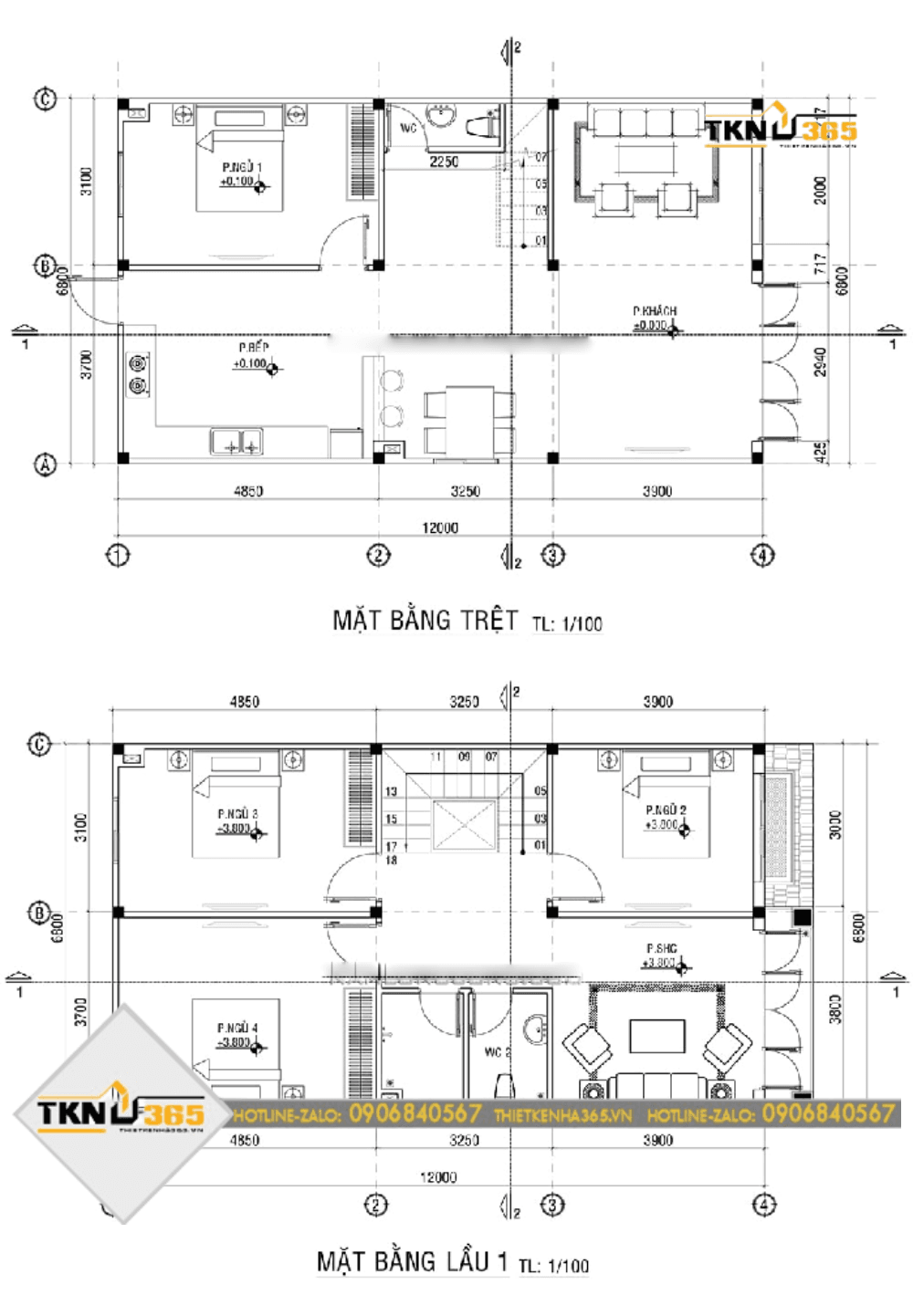 Bản vẽ nhà phố hiện đại 7m mặt tiền