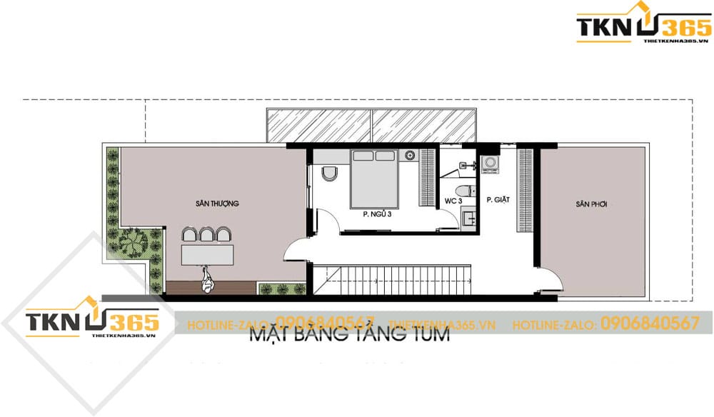 mẫu nhà 2 tầng 1 tum mái tôn