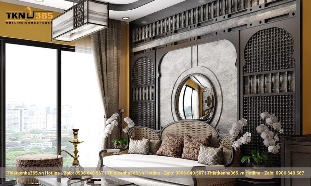phong cách đông dương trong nội thất phòng khách