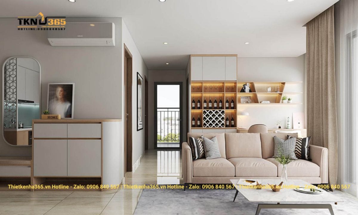 Thiết kế nội thất chung cư 63m2 đẹp hiện đại