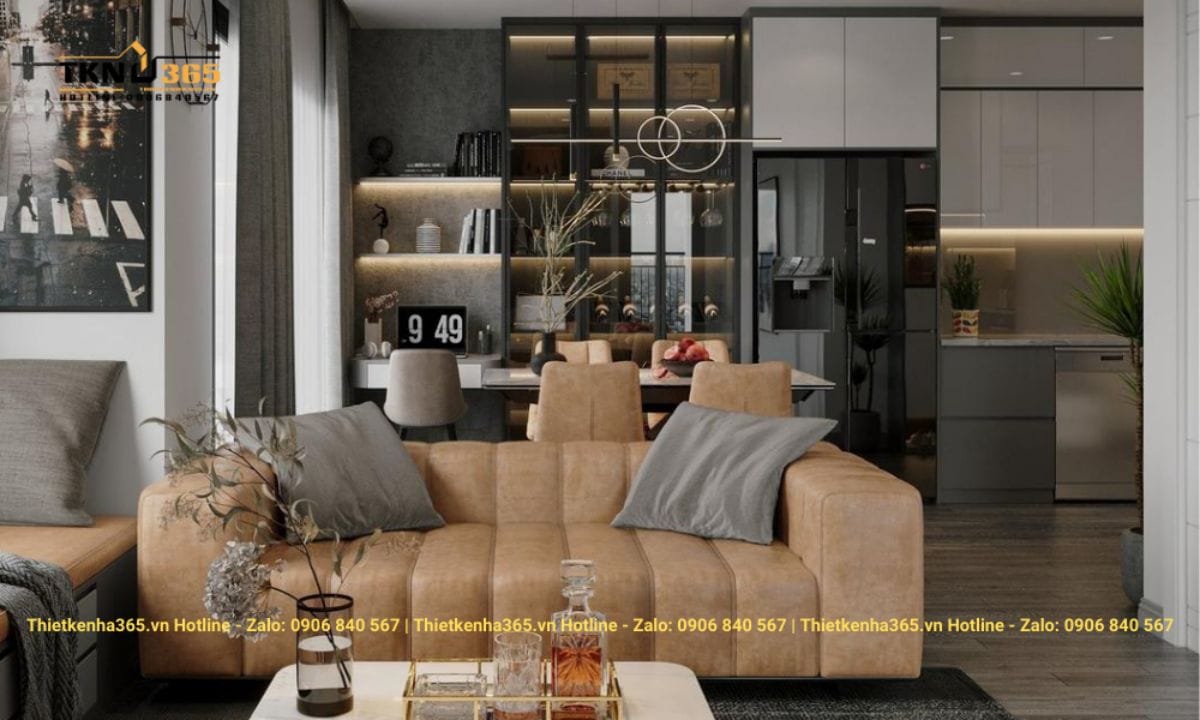 Thiết kế nội thất chung cư 63m2 phong cách Luxury ấn tượng
