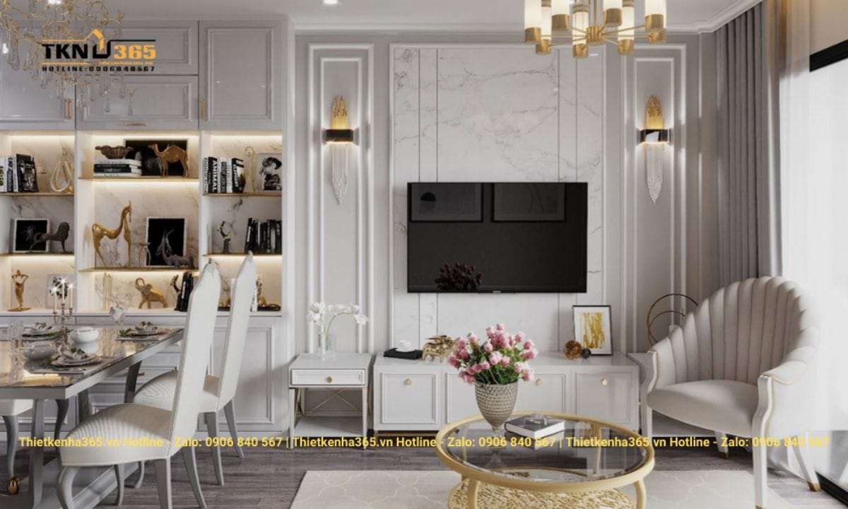 Thiết kế nội thất chung cư 63m2 tân cổ điển