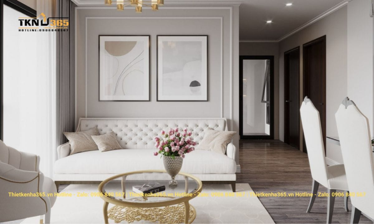 Thiết kế nội thất chung cư 63m2 tân cổ điển