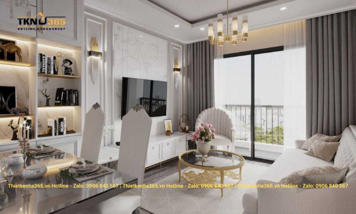 Thiết kế nội thất chung cư 63m2 tân cổ điển