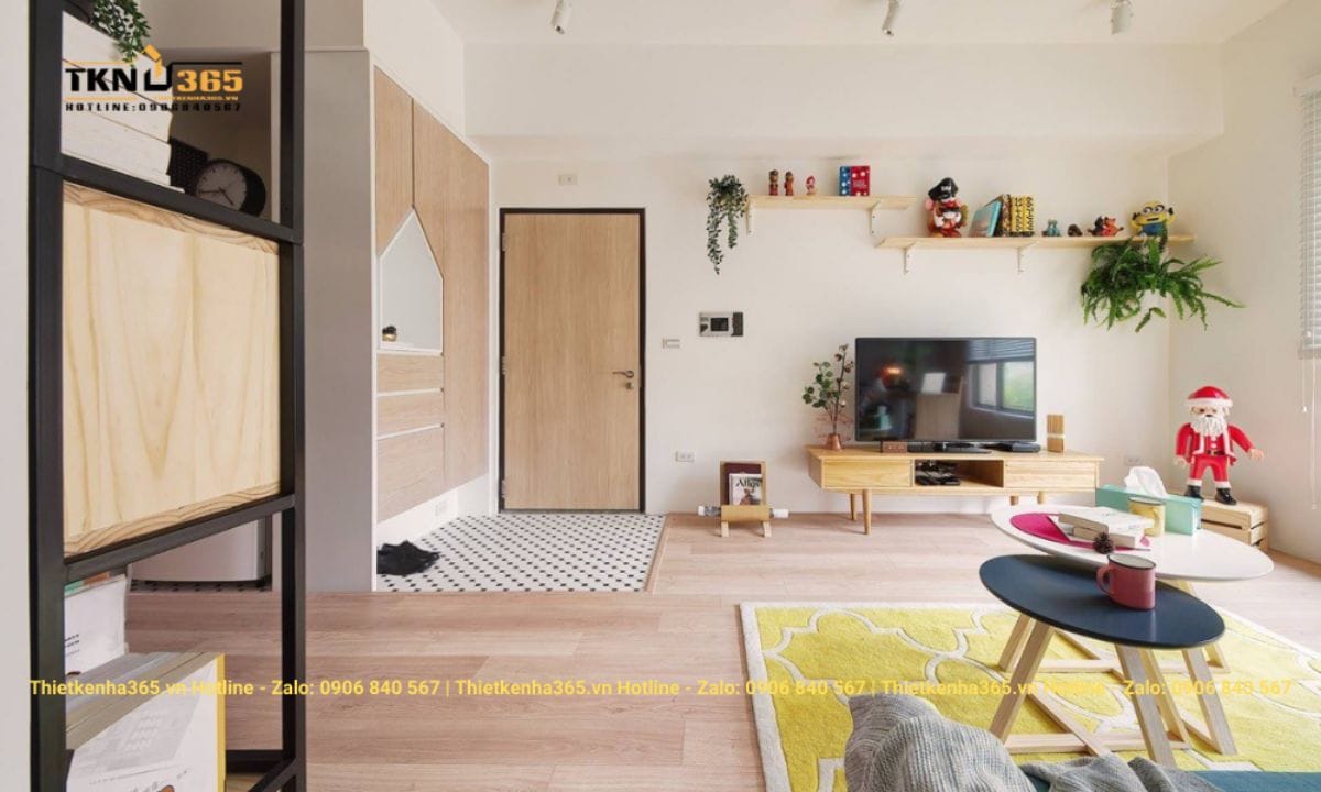 Mẫu thiết kế nội thất chung cư 63m2 đẹp độc đáo