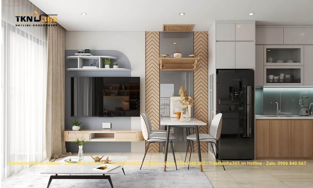 Thiết kế nội thất chung cư 63m2 đẹp hiện đại