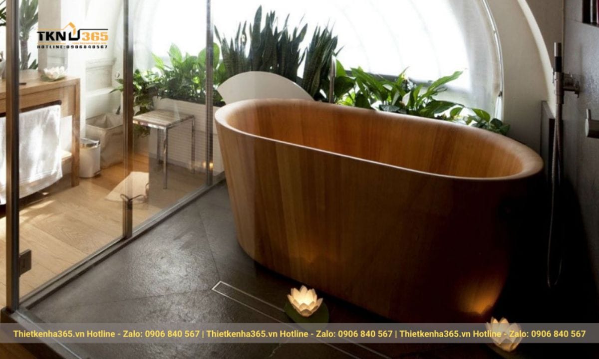 Phong cách thiết kế nội thất Nhật Bản: Tối giản, tự nhiên và ứng dụng thực tế cho nhà hiện đại 9 Bồn tắm