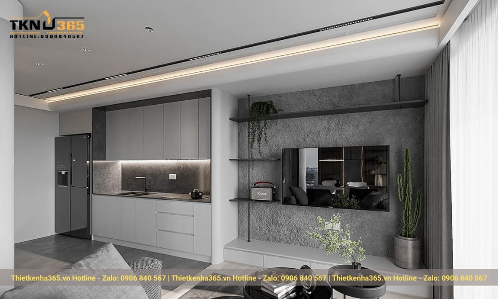 Phong cách nội thất tối giản: 7+ mẹo tinh gọn ngôi nhà hiện đại 43 Điểm nhấn ở không gian này là cách thiết kế độc đáo cho kệ đặt tivi.