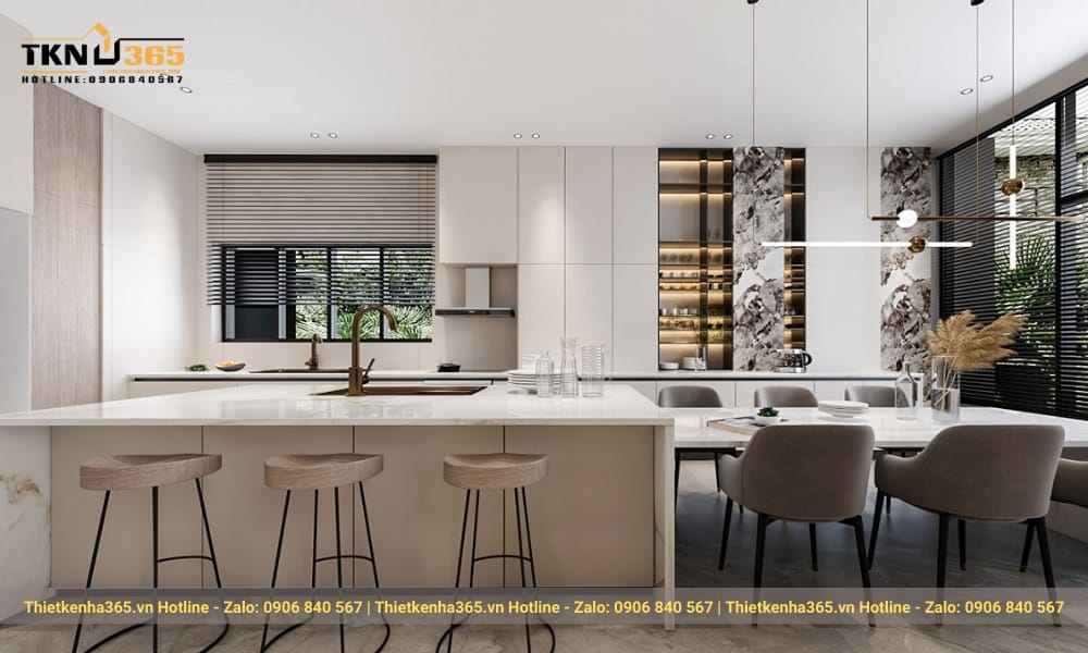 Phong cách nội thất tối giản: 7+ mẹo tinh gọn ngôi nhà hiện đại 54 Đối diện giường ngủ là hệ kệ tivi kết hợp với bàn trang điểm màu trắng trang nhã.