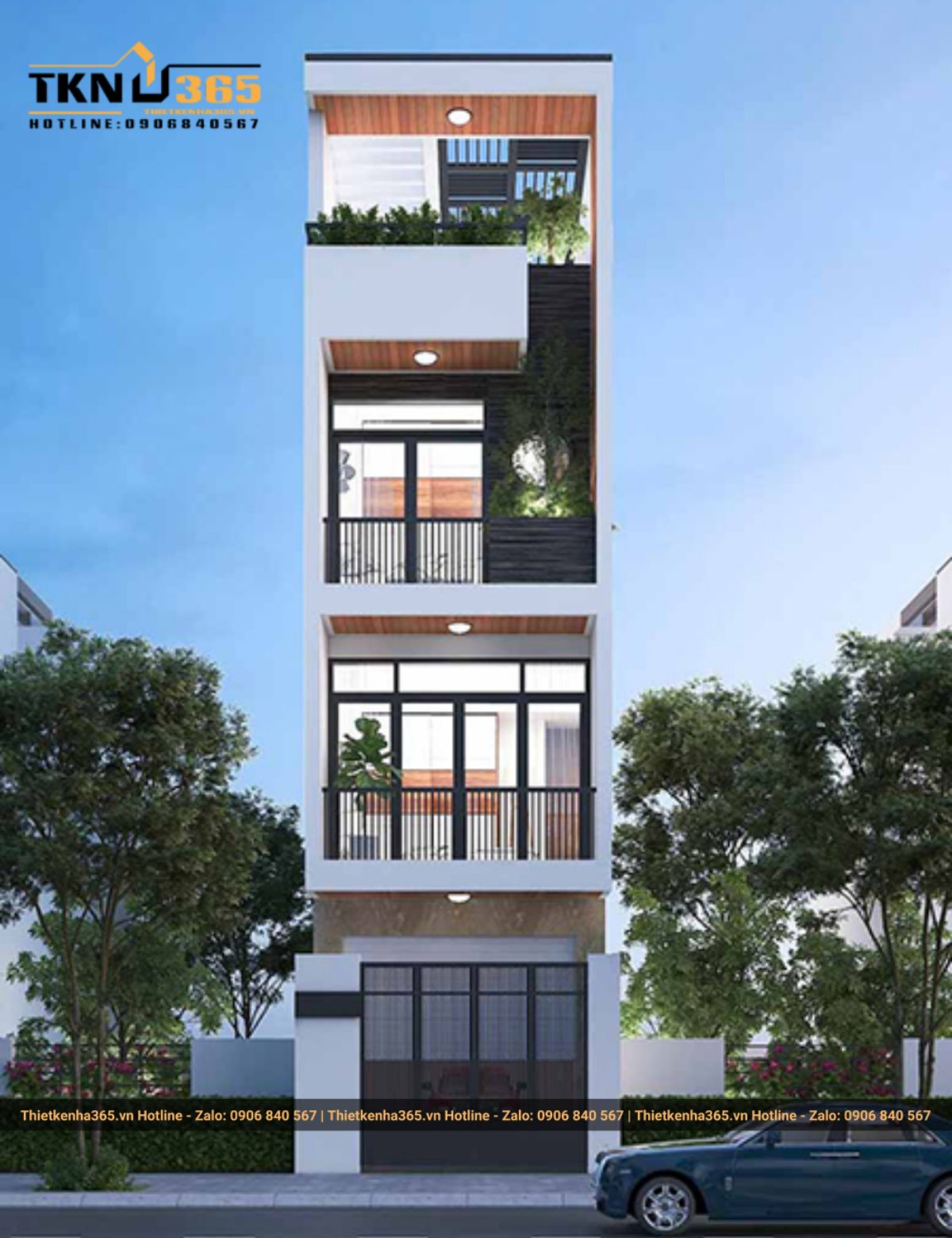 Mẫu nhà ống 4 tầng có mặt tiền 4m 