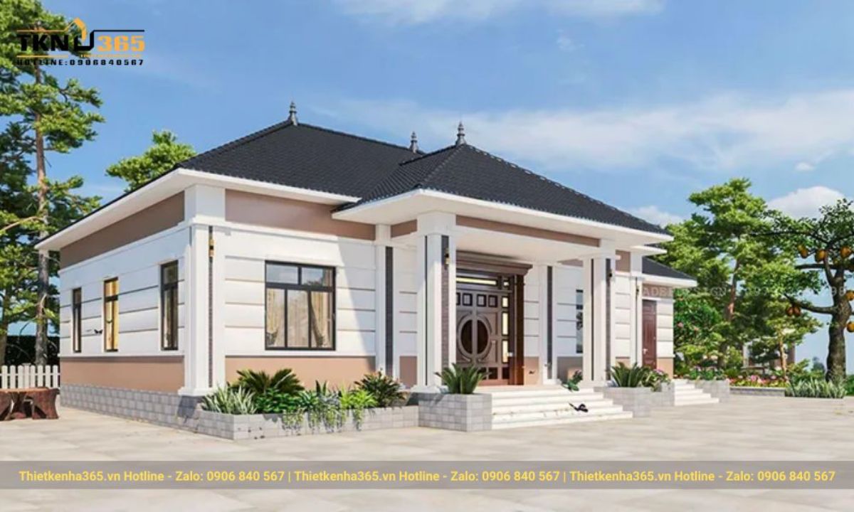 Mẫu nhà mái ngói 1 tầng đẹp