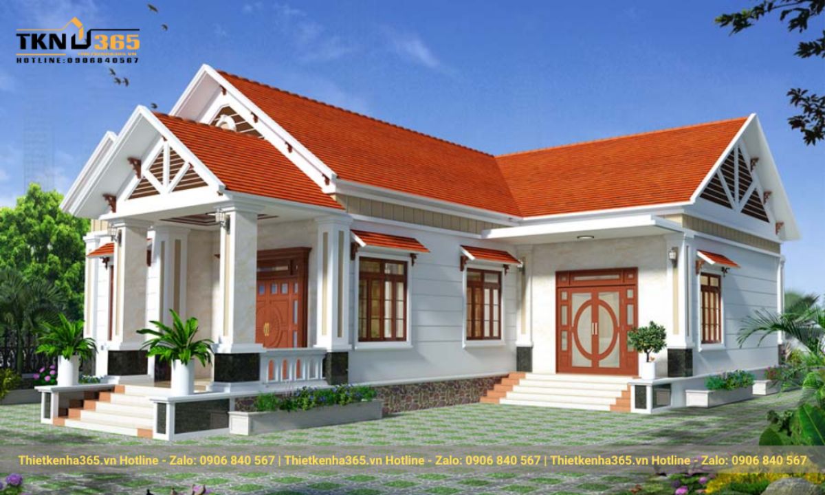Mẫu nhà mái ngói 1 tầng đẹp