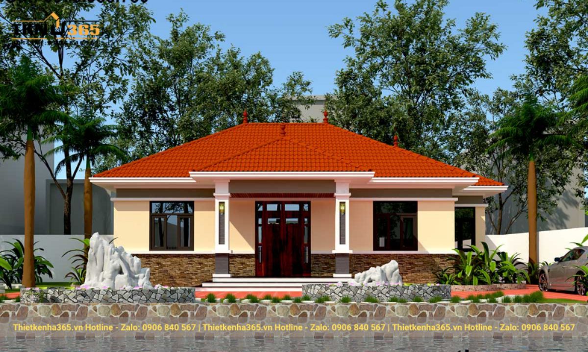 Mẫu nhà mái ngói 1 tầng đẹp