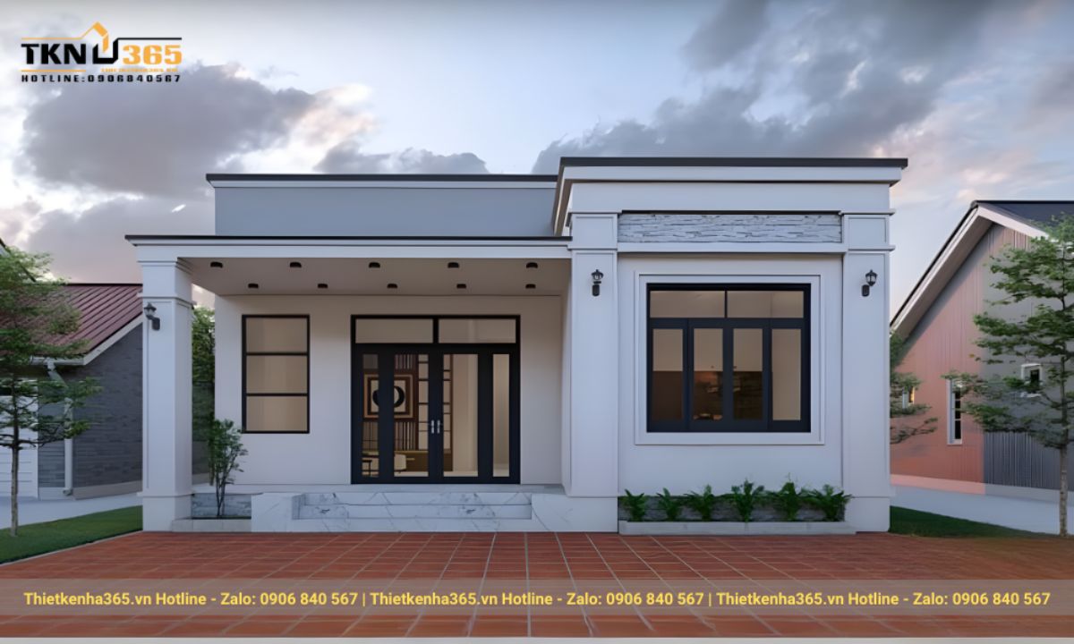 thiết kế nhà 1 tầng 3 phòng ngủ