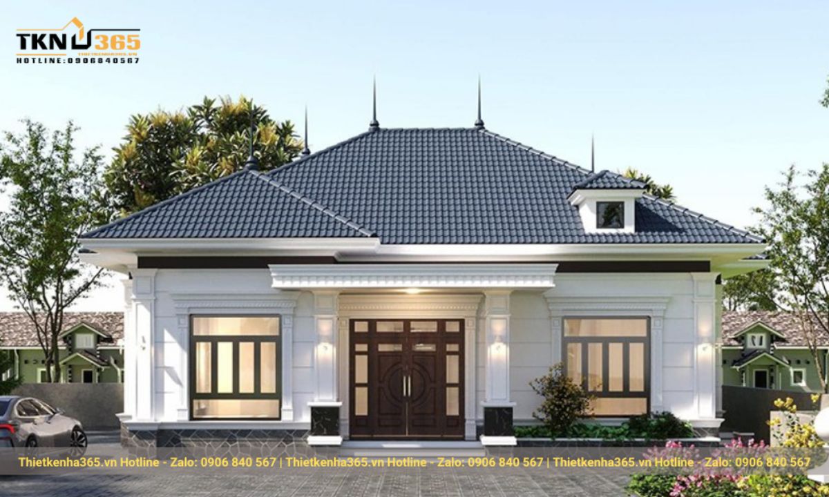 thiết kế nhà 1 tầng 3 phòng ngủ