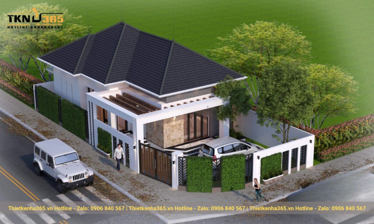 thiết kế nhà 1 tầng 3 phòng ngủ