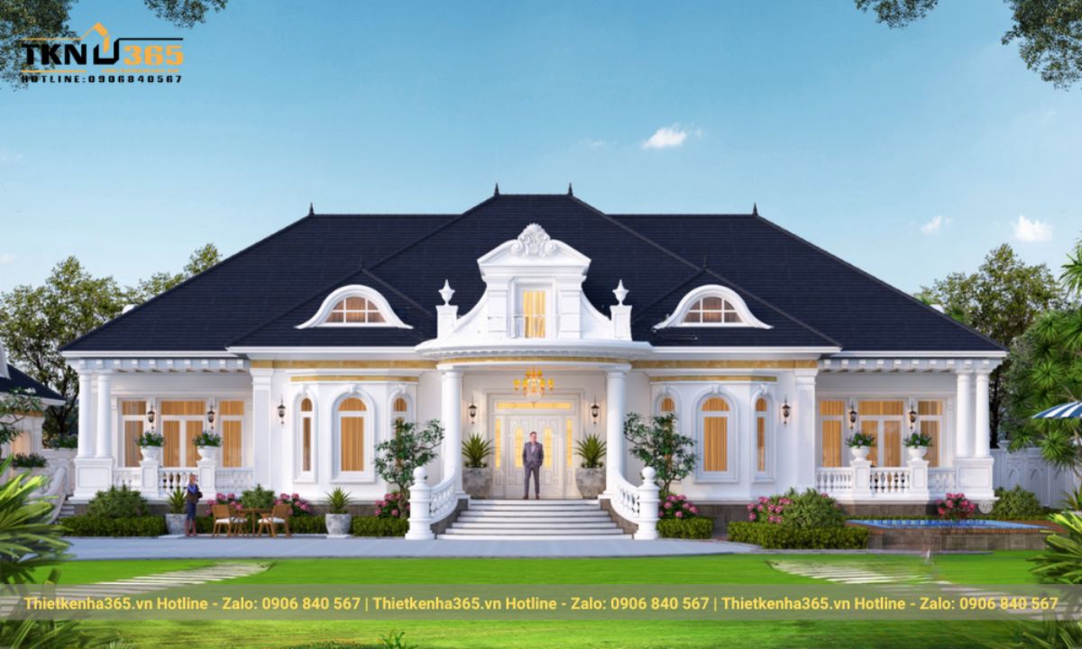thiết kế nhà 1 tầng 3 phòng ngủ