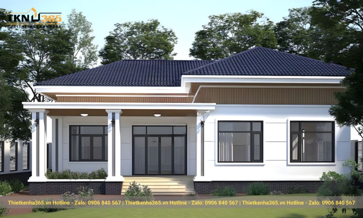 thiết kế nhà 1 tầng 3 phòng ngủ