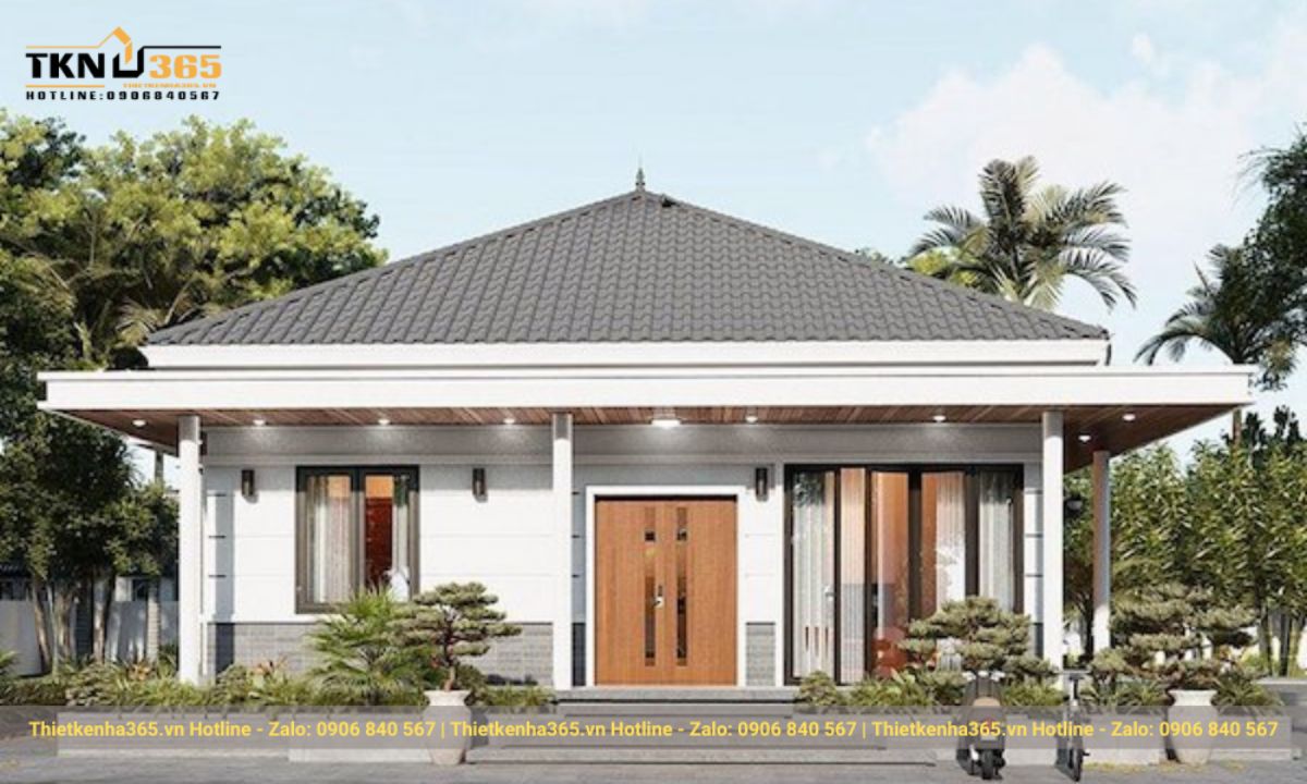 thiết kế nhà 1 tầng 3 phòng ngủ