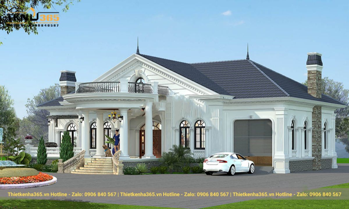 thiết kế nhà 1 tầng 3 phòng ngủ
