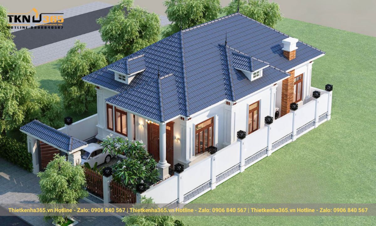 thiết kế nhà 1 tầng 3 phòng ngủ