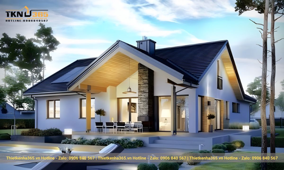 thiết kế nhà 1 tầng 3 phòng ngủ