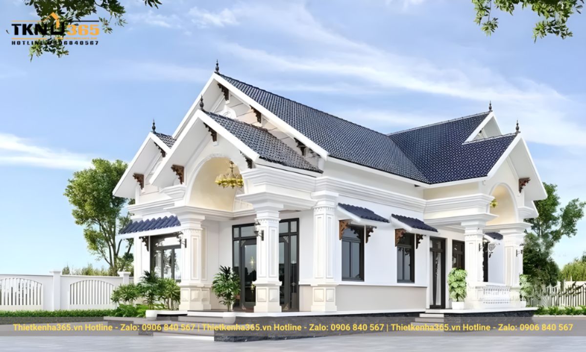 thiết kế nhà 1 tầng 3 phòng ngủ