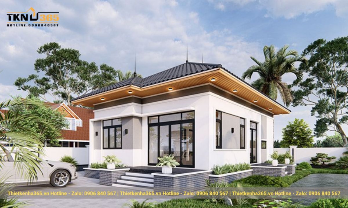 thiết kế nhà 1 tầng 3 phòng ngủ