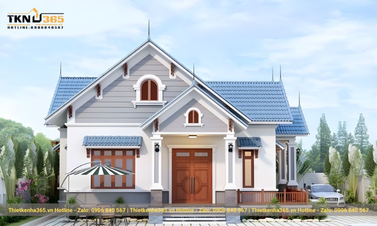 thiết kế nhà 1 tầng 3 phòng ngủ