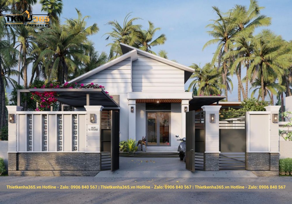 nhà kính đẹp 1 tầng với mái lệch