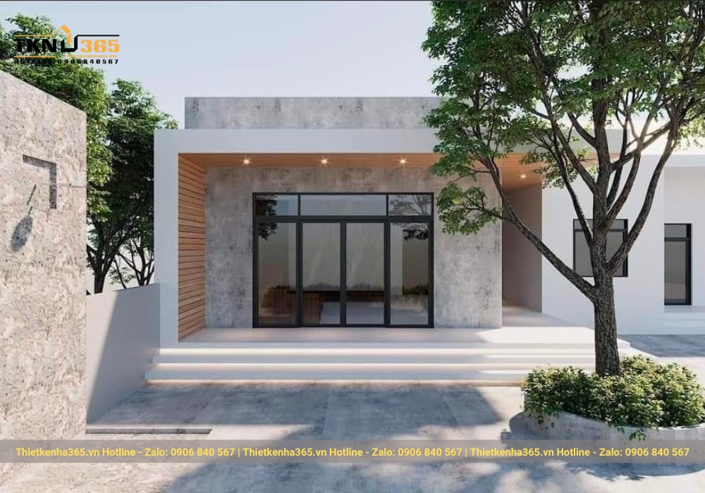 Mẫu nhà kính 1 tầng đẹp 3 phòng ngủ