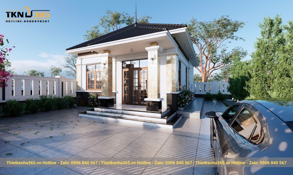 Mẫu nhà kính 1 tầng đẹp mái Thái
