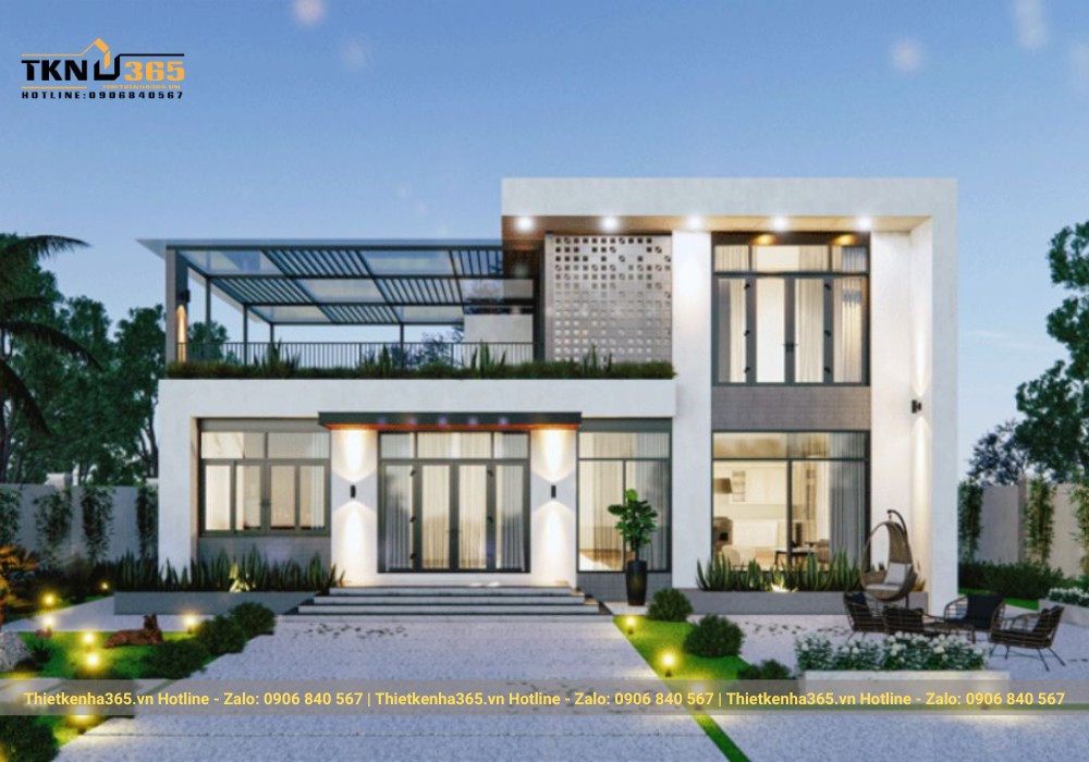 Thiết kế mẫu nhà kính đẹp 2 tầng