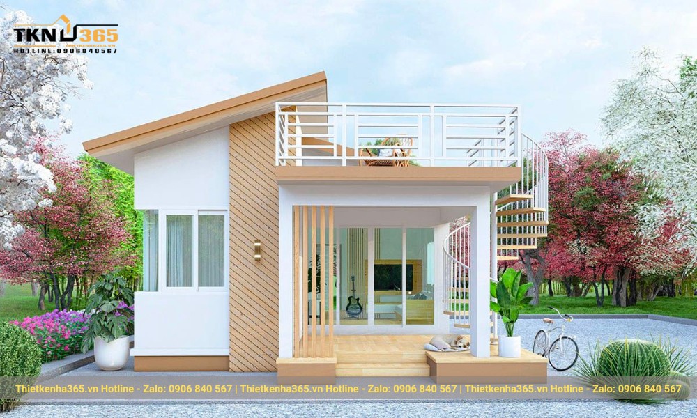 20+ Mẫu Nhà Vuông 2 Tầng Đẹp, Hiện Đại Kèm Công Năng & Chi Phí 19 Mẫu nhà vuông 2 tầng tông màu đỏ cam