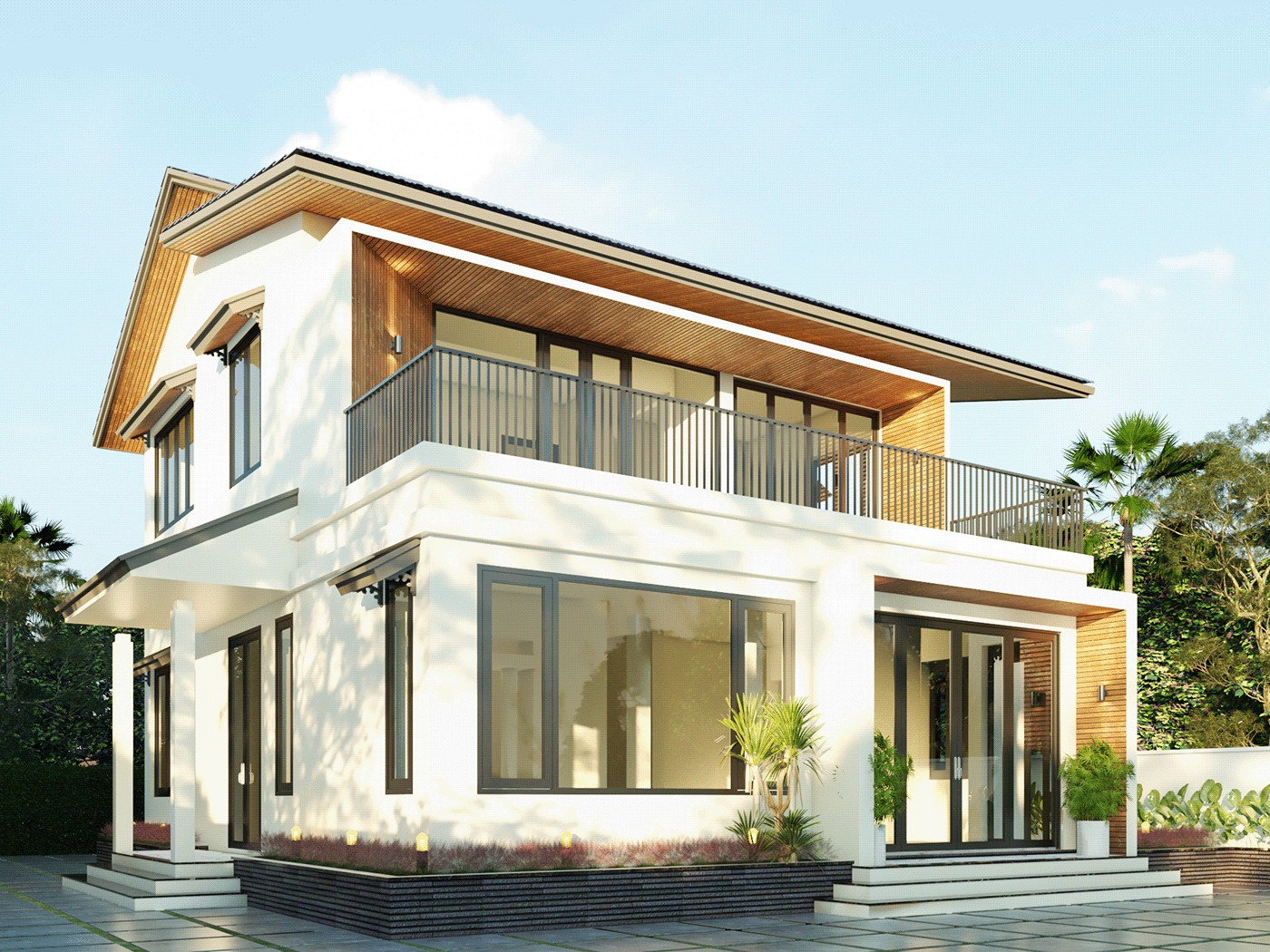 20+ Mẫu Nhà Vuông 2 Tầng Đẹp, Hiện Đại Kèm Công Năng & Chi Phí 21 Nhà này có sân vườn rộng