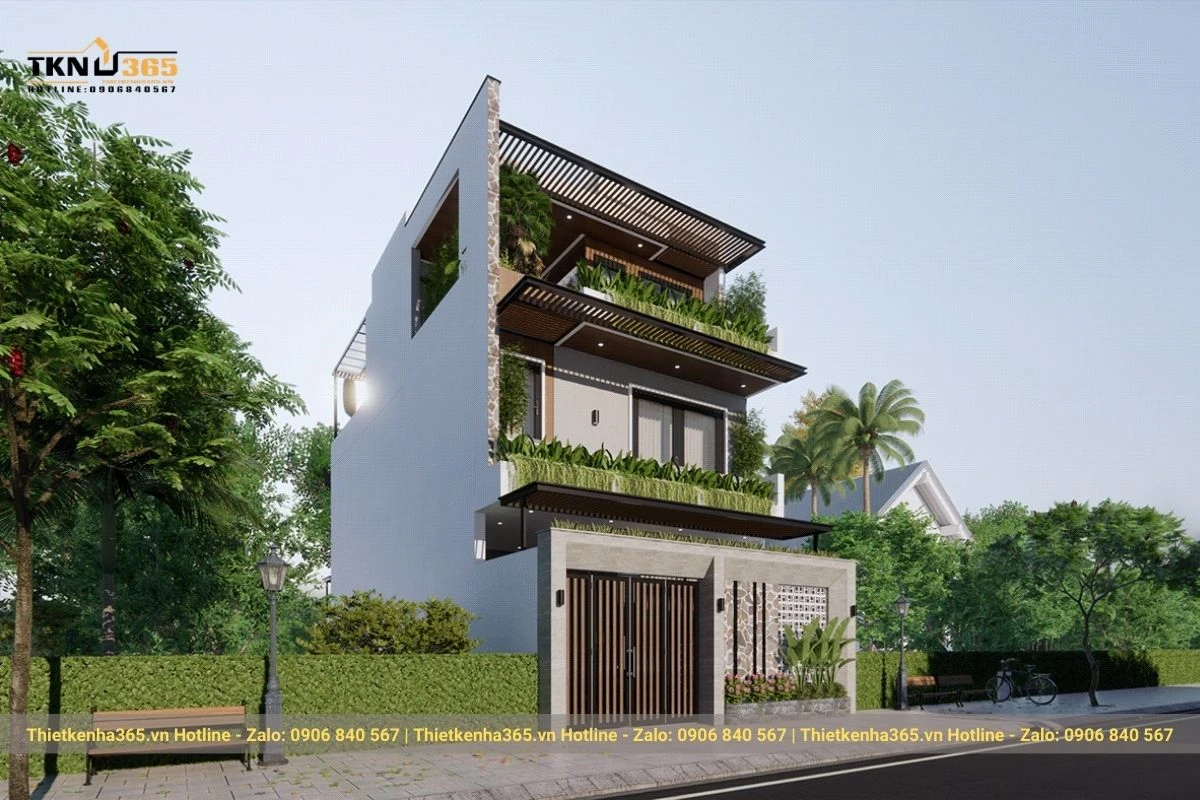 Thiết kế thi công nhà phố xanh 3 tầng 7x20m cho anh Bắc tại Long An – Kiến tạo không gian sống cân bằng với thiên nhiên 10 nha pho xanh 3 tang 7x20m anh bac long an 3