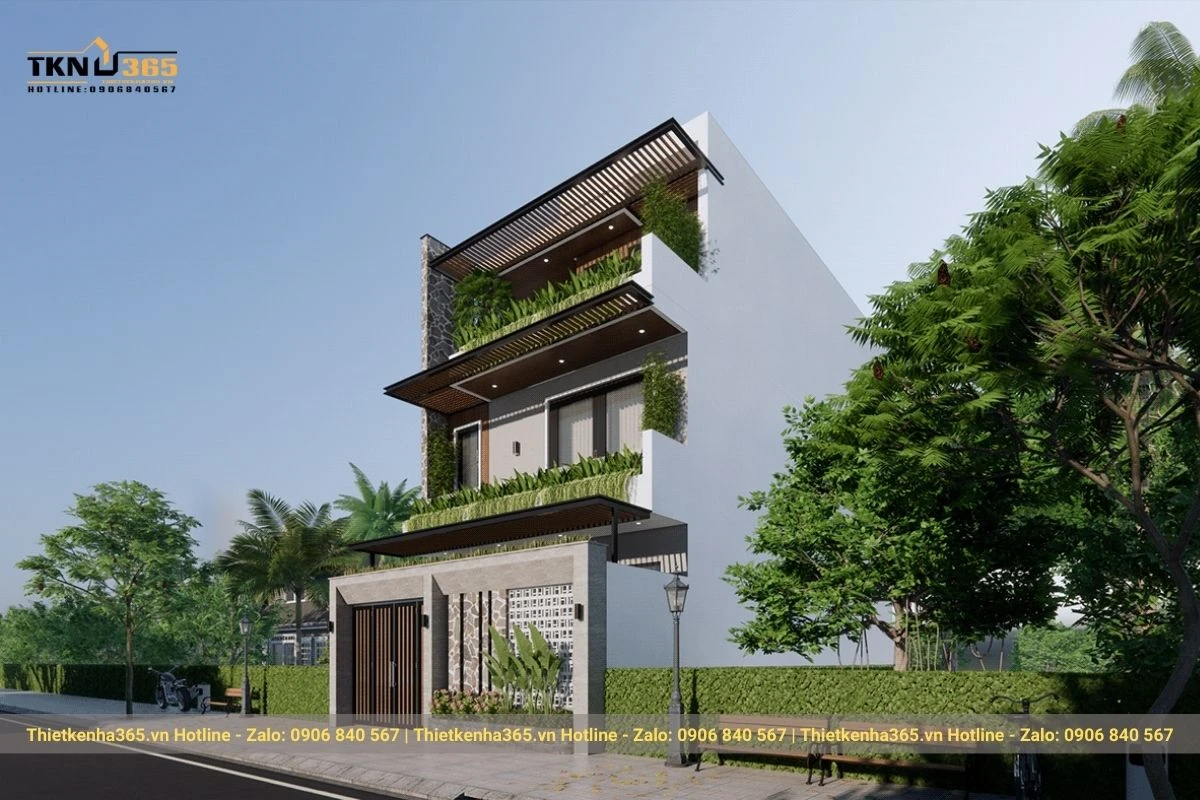 Thiết kế thi công nhà phố xanh 3 tầng 7x20m cho anh Bắc tại Long An – Kiến tạo không gian sống cân bằng với thiên nhiên 8 nha pho xanh 3 tang 7x20m anh bac long an 5