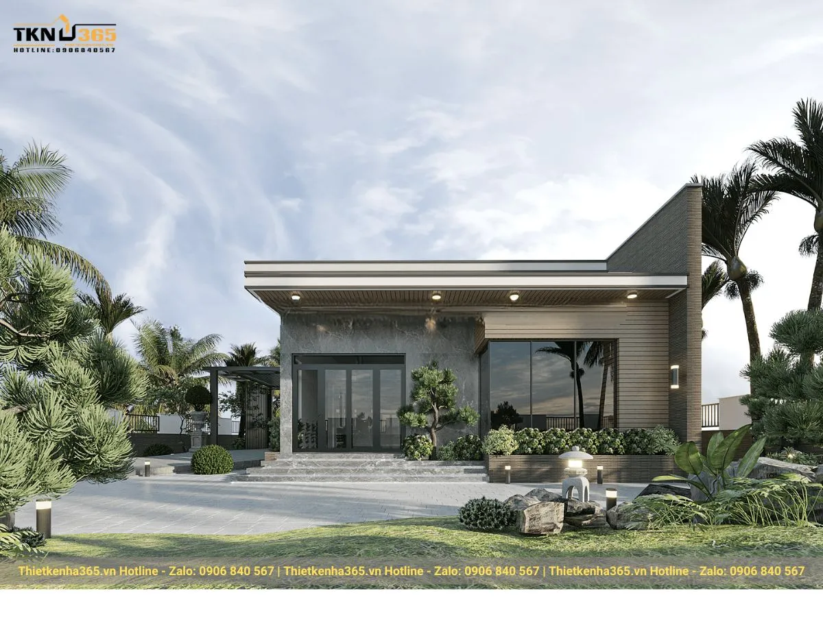 Nhà biệt thự mini 1 tầng mái bằng 